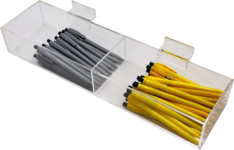 no N N’icePackaging – 1 Qty – 2 Bin Acrylic Slatwall Display – Multi-Compartment 2.25” Deep – for Stores/Sales/Showcase/Merchandise/Bargain Items/Candy (2 Bins) - Image 3